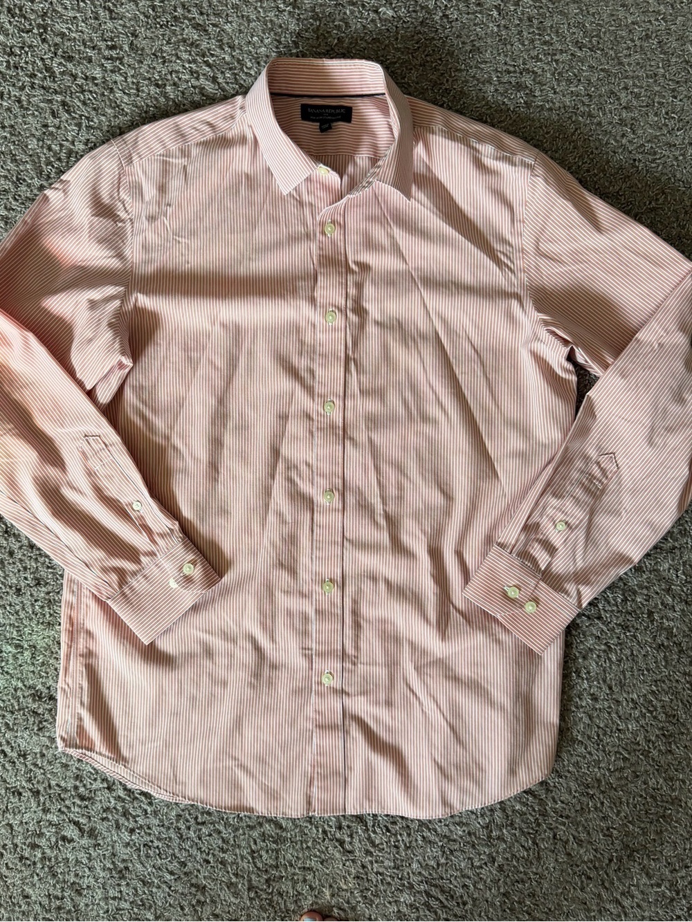 Banana Republic Orange and White Striped Business Button Down Shirt Size L